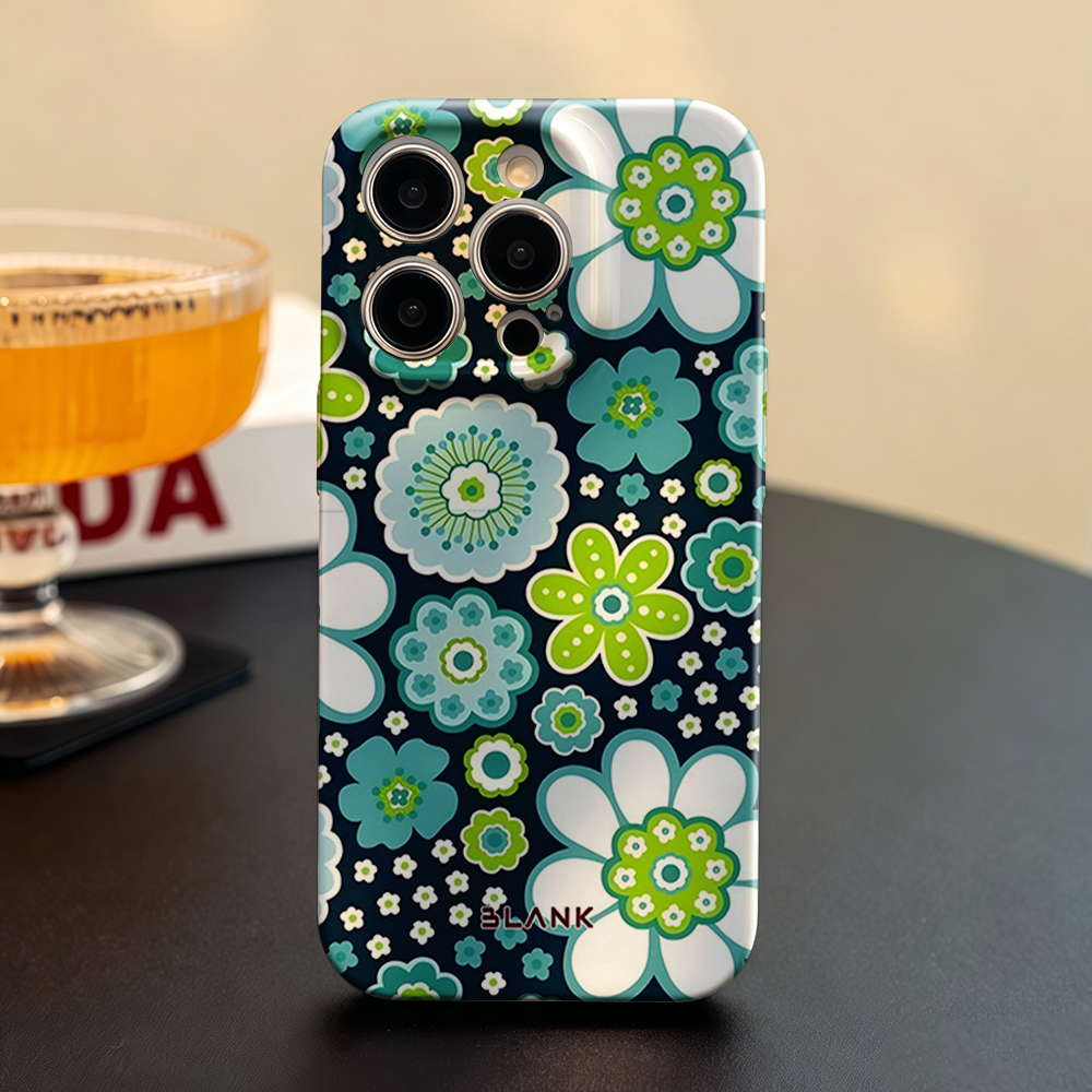 Blue and Green Floral Print Fo - Phone Case Blank Print incelemesi ve fiyatı